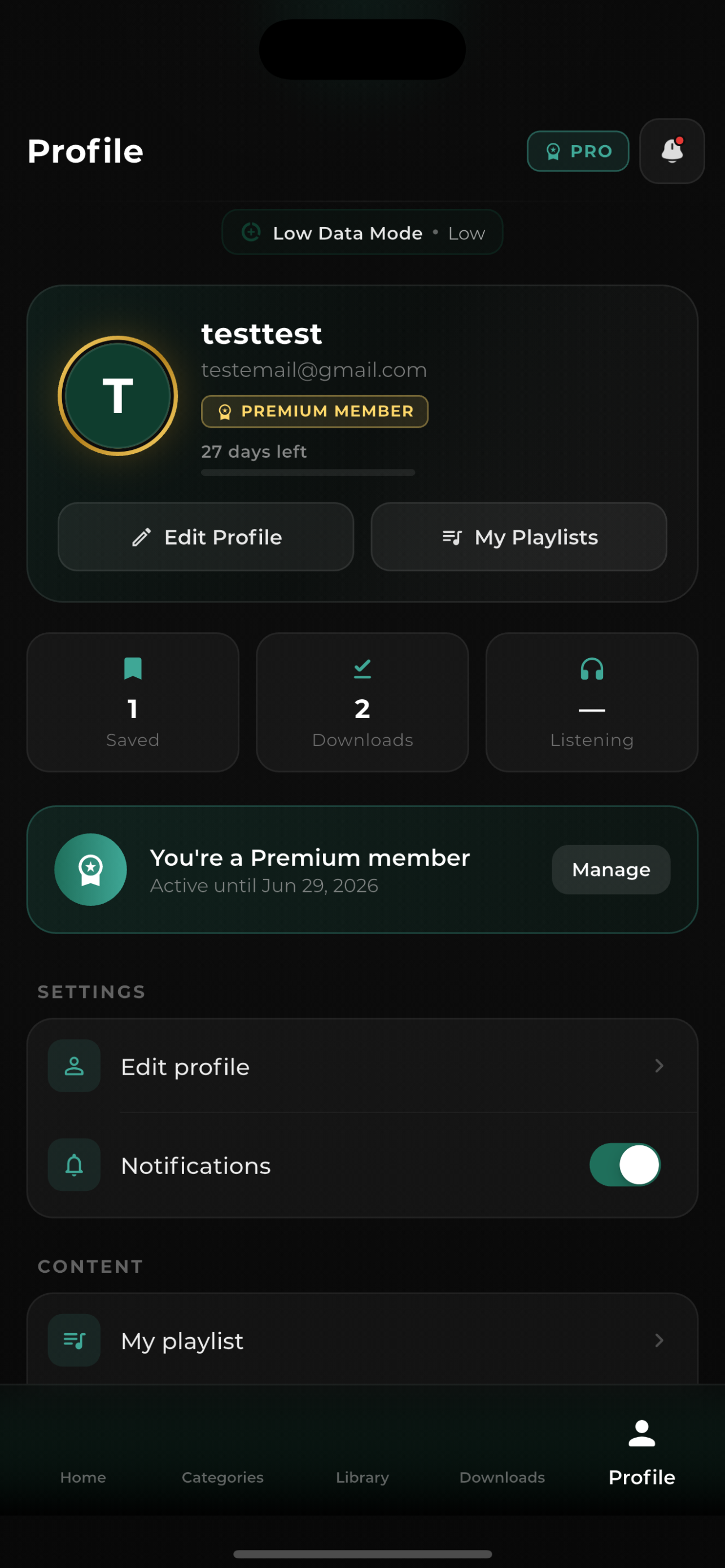 Profile & premium